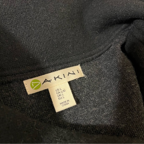 Akini Black Zippered Wool Blend Coat Size Large - Picture 7 of 10